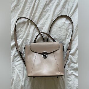 Luana Ferracuti Beige Italian Leather Backpack